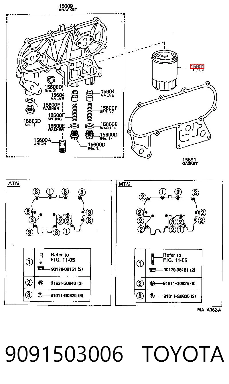 9091503006 Toyota Filtro de óleo