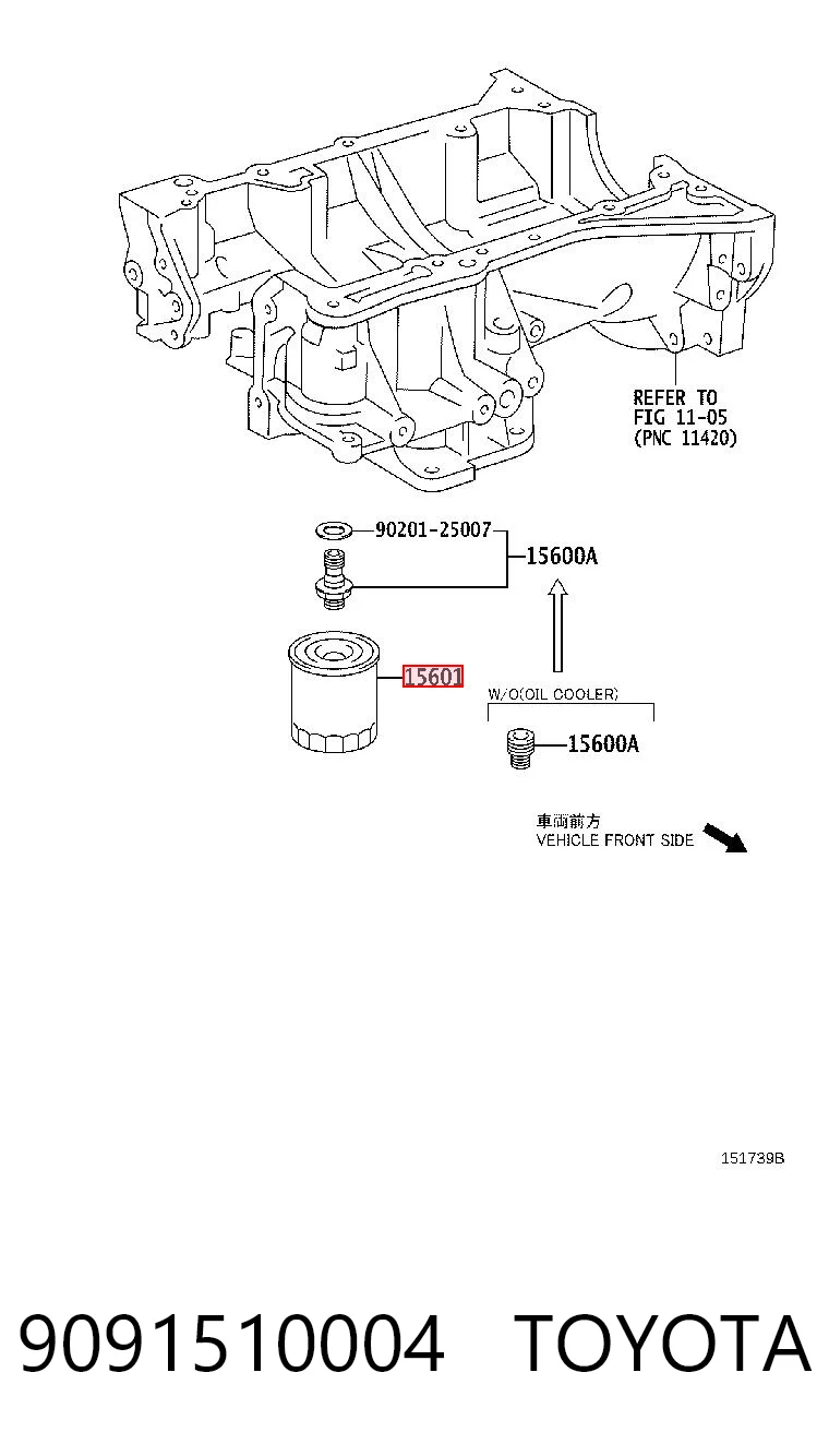 9091510004 Toyota Filtro de óleo
