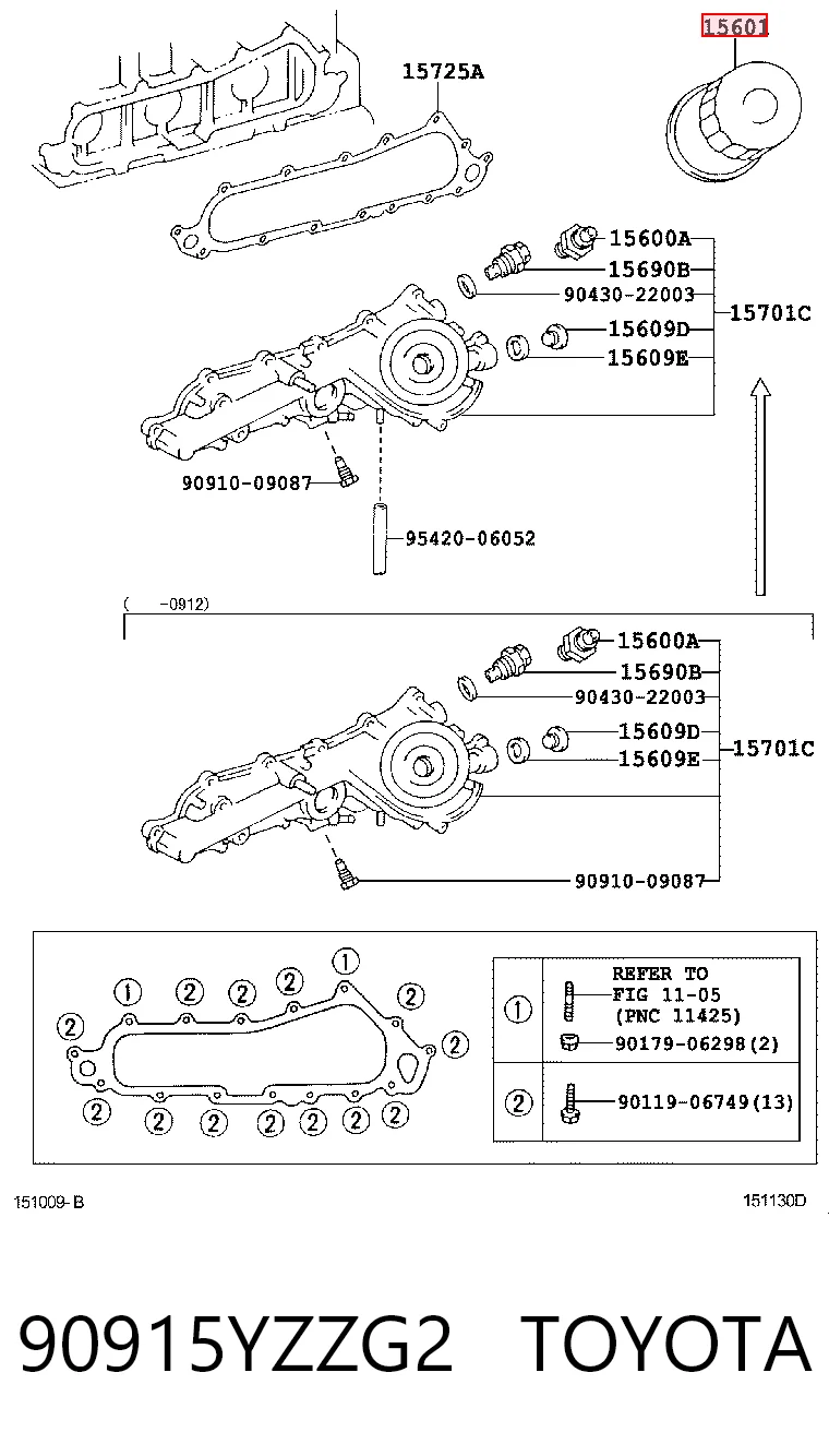 90915YZZG2 Toyota Filtro de óleo