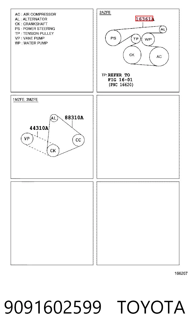 9091602599 Toyota Correia dos conjuntos de transmissão