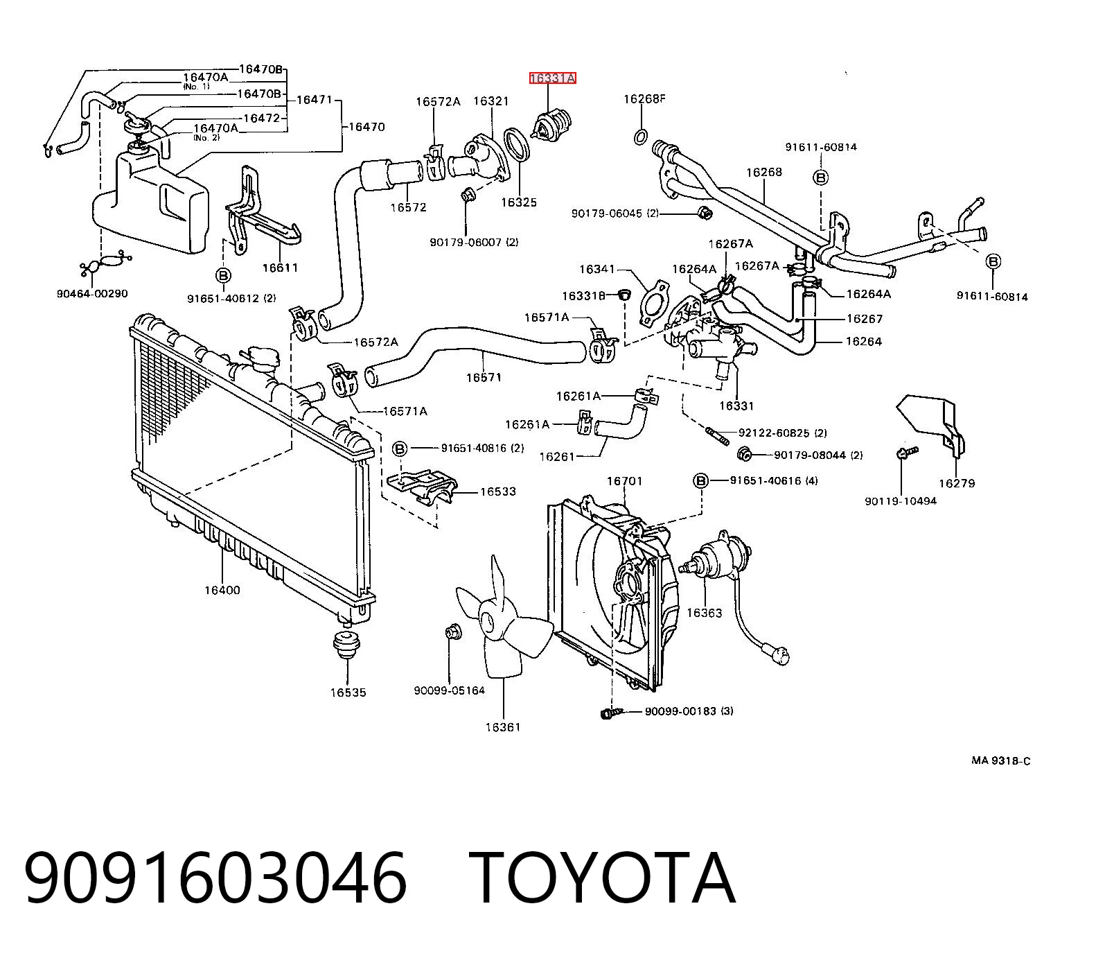 9091603046 Toyota Termostato