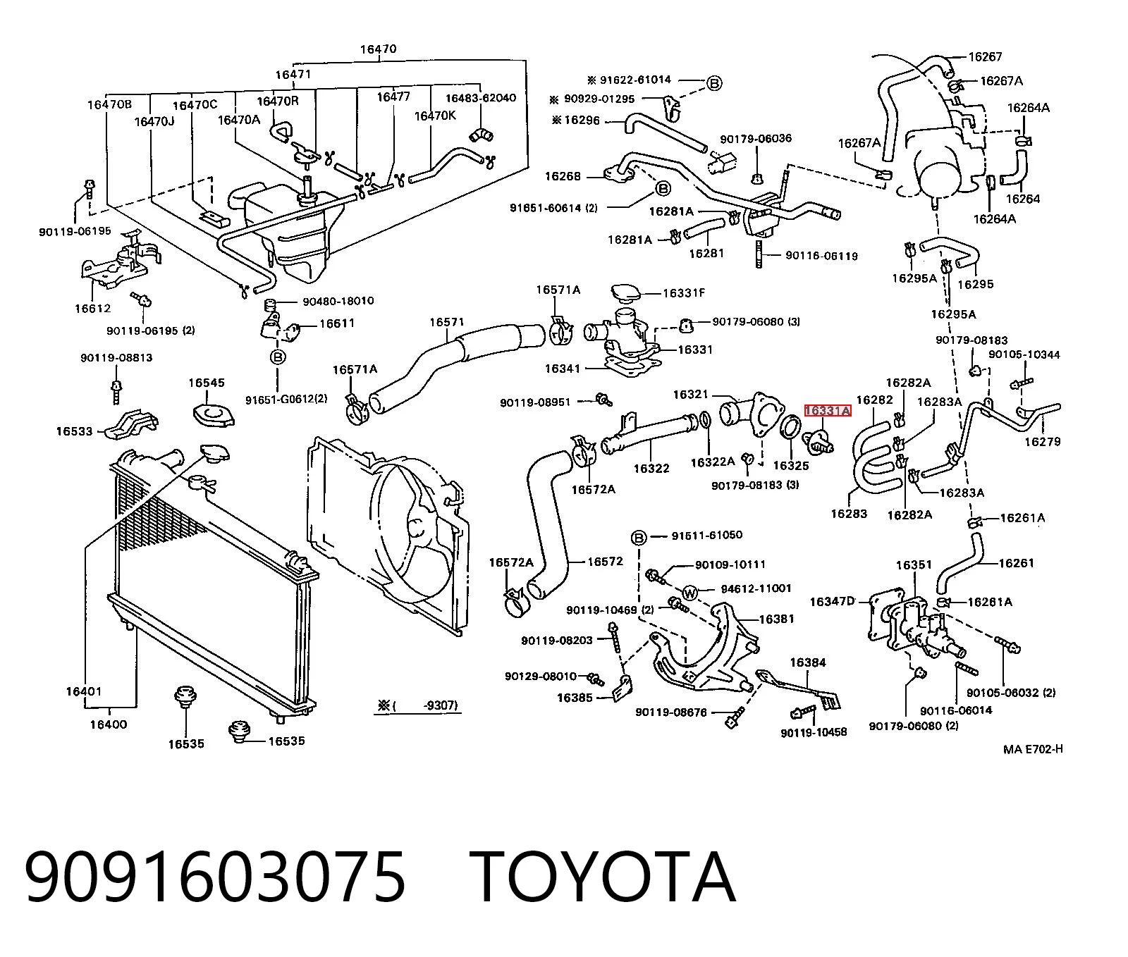 9091603075 Toyota Termostato