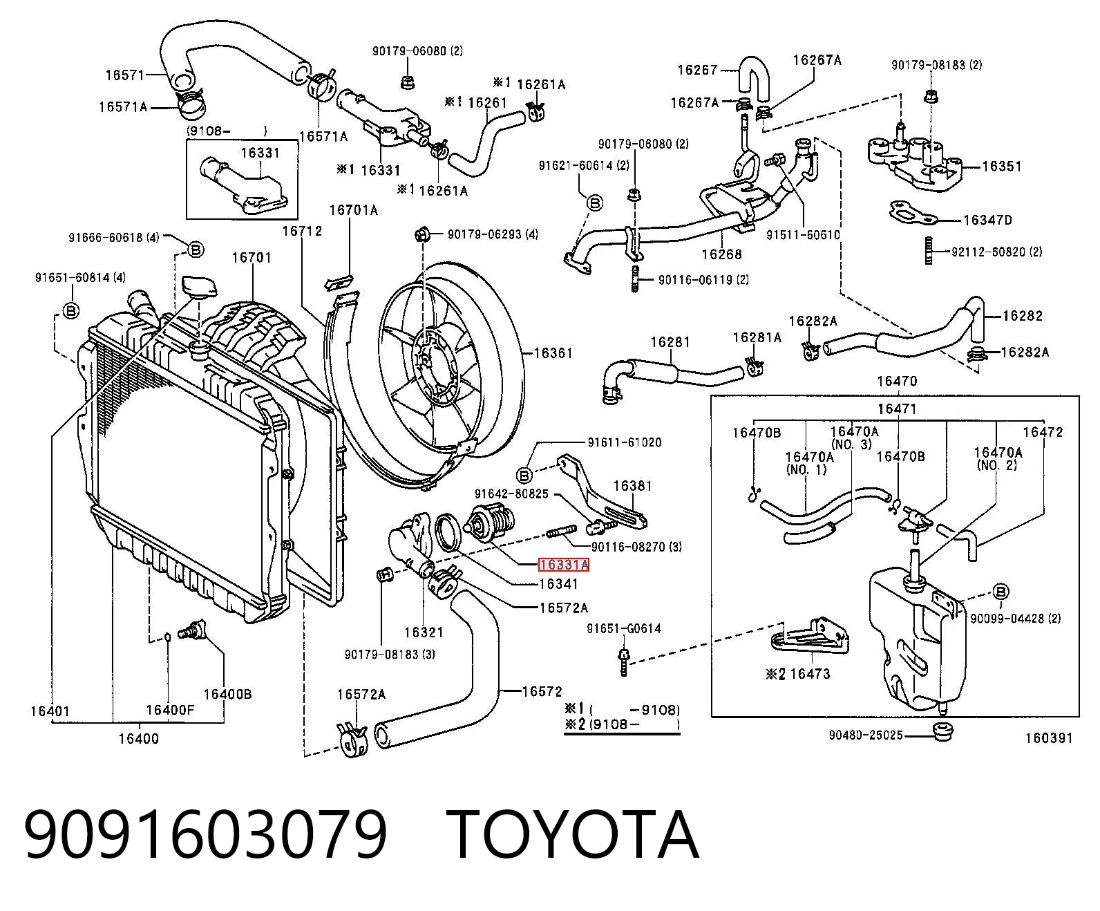 9091603079 Toyota Termostato
