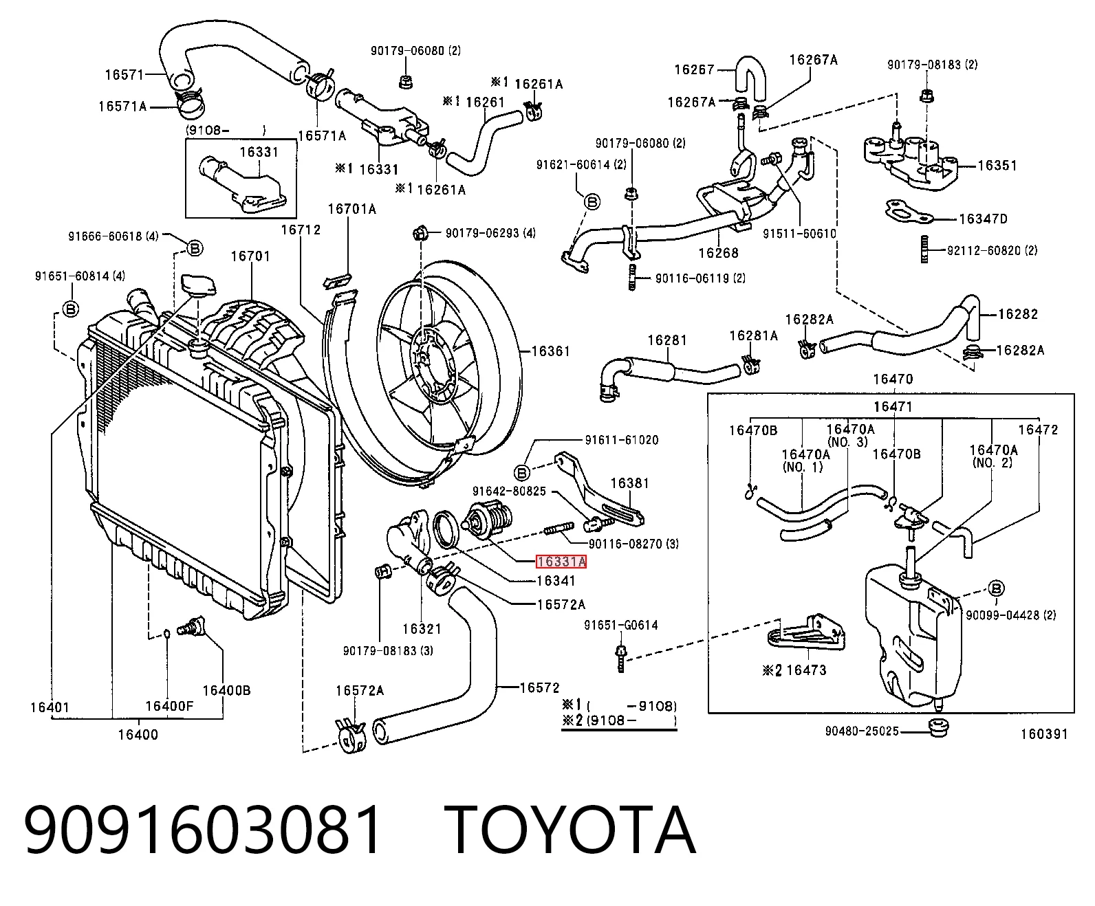 9091603081 Toyota Termostato