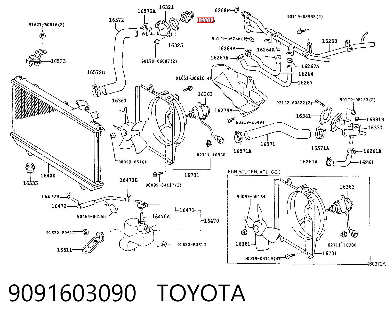9091603090 Toyota Termostato