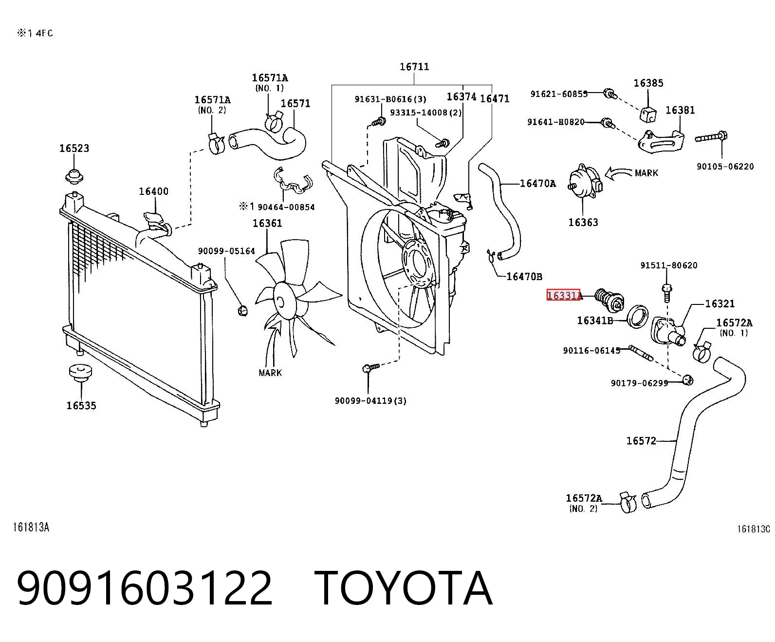 9091603122 Toyota Termostato