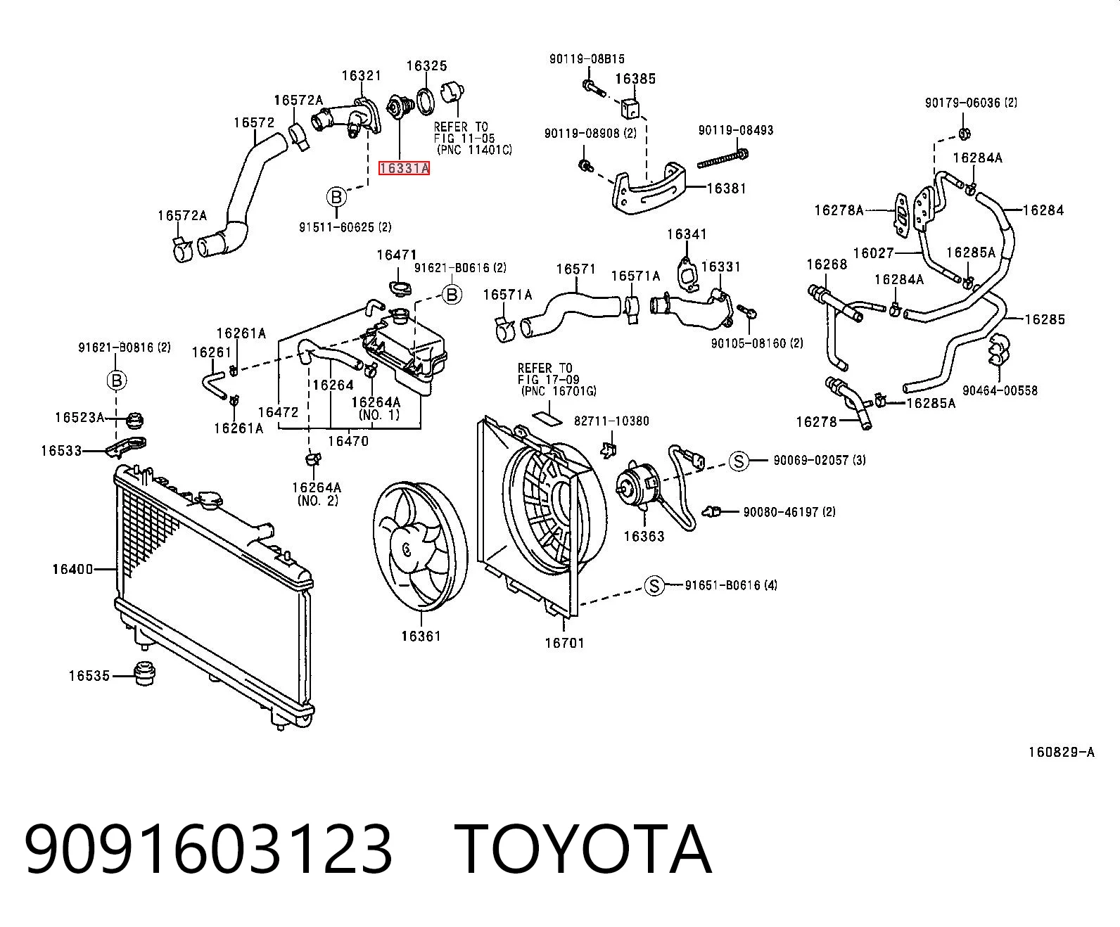 9091603123 Toyota Termostato