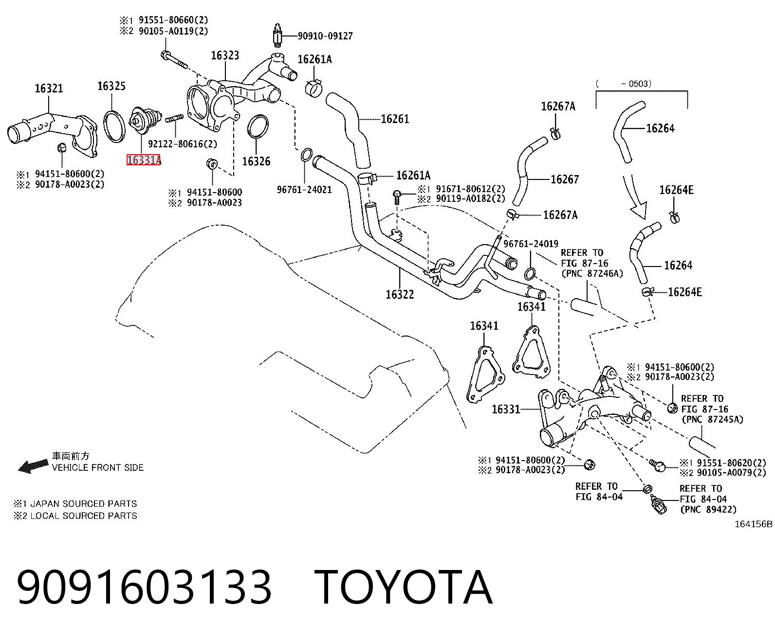 9091603133 Toyota Termostato
