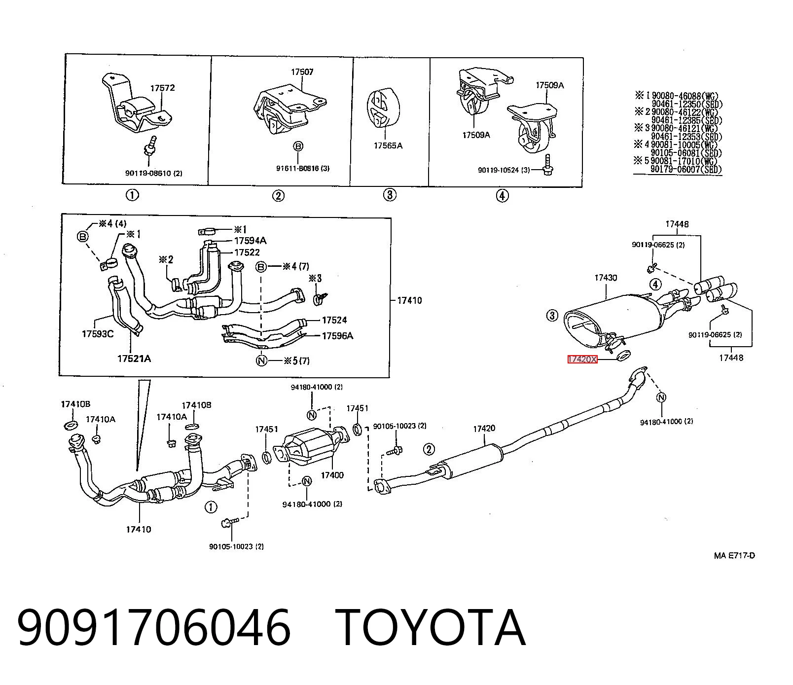 9091706046 Toyota Vedante do silenciador de montagem