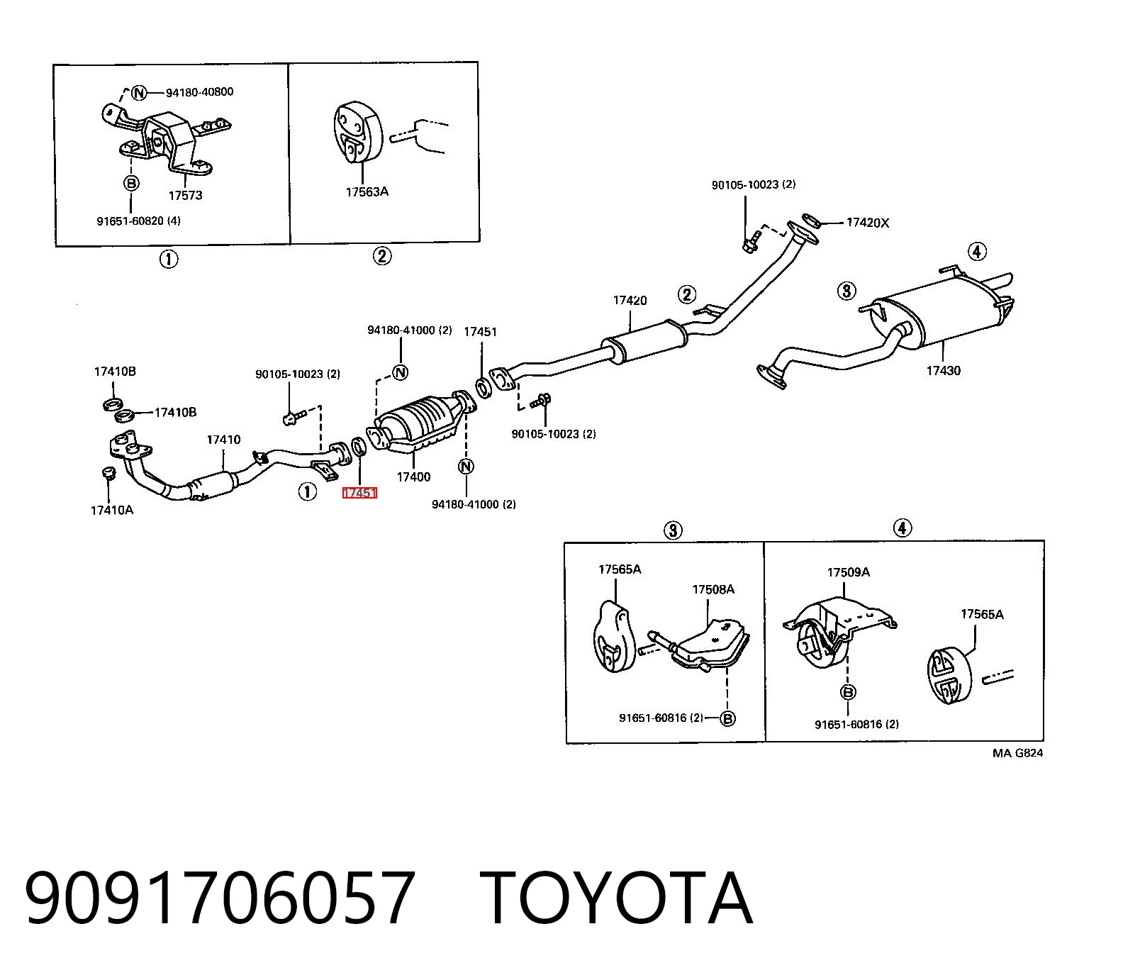 9091706057 Toyota Vedante do silenciador de montagem