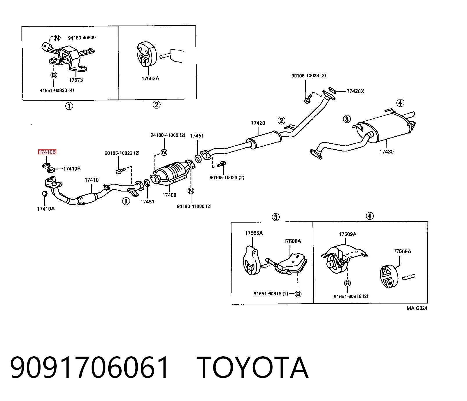 9091706061 Toyota Anel de tubo de admissão do silenciador