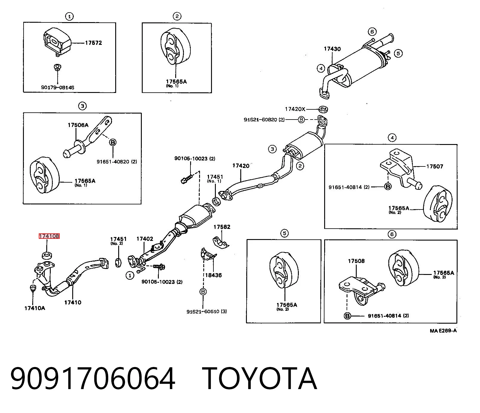9091706064 Toyota Vedante de tubo de admissão do silenciador