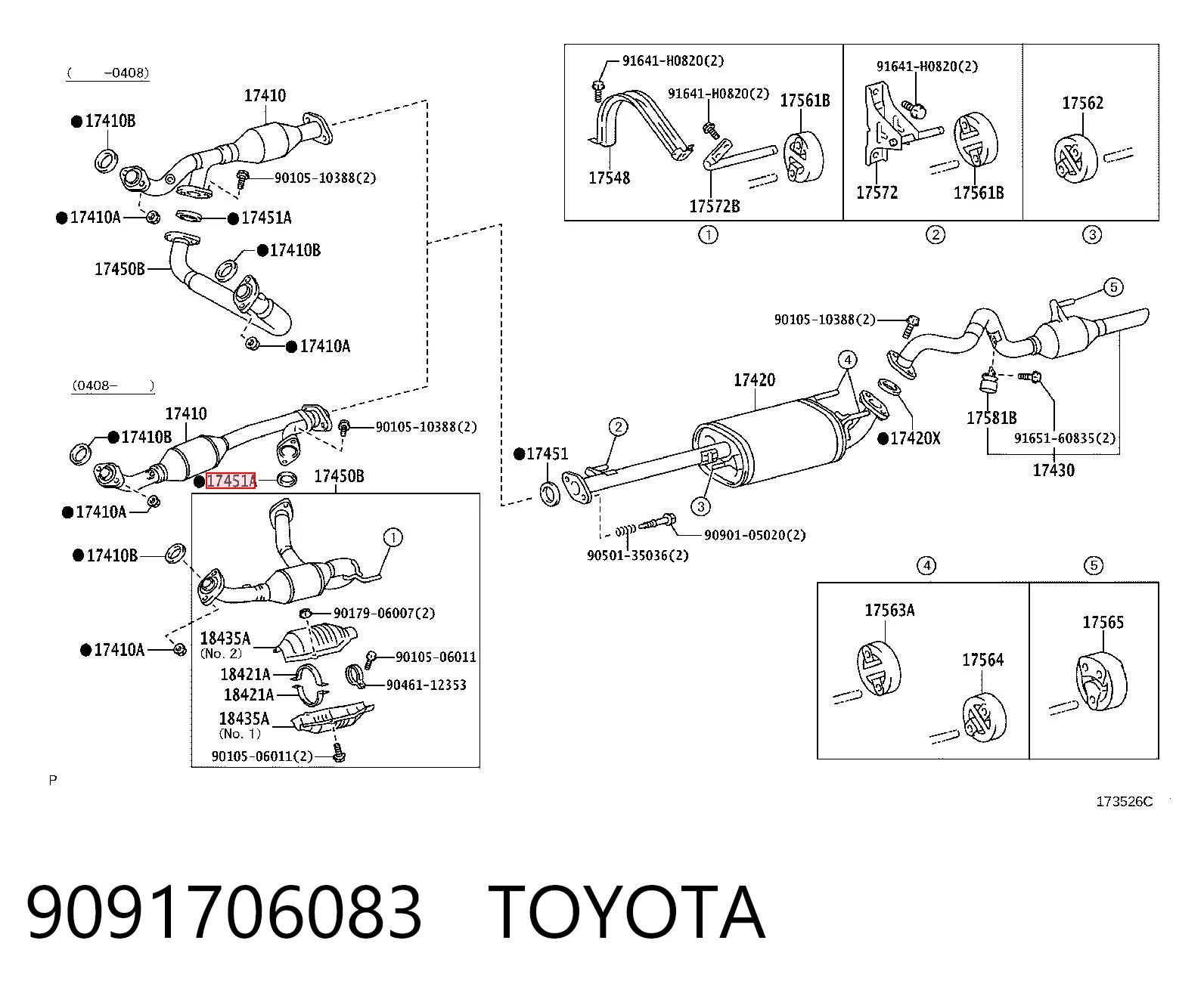9091706083 Toyota Vedante de tubo de admissão do silenciador