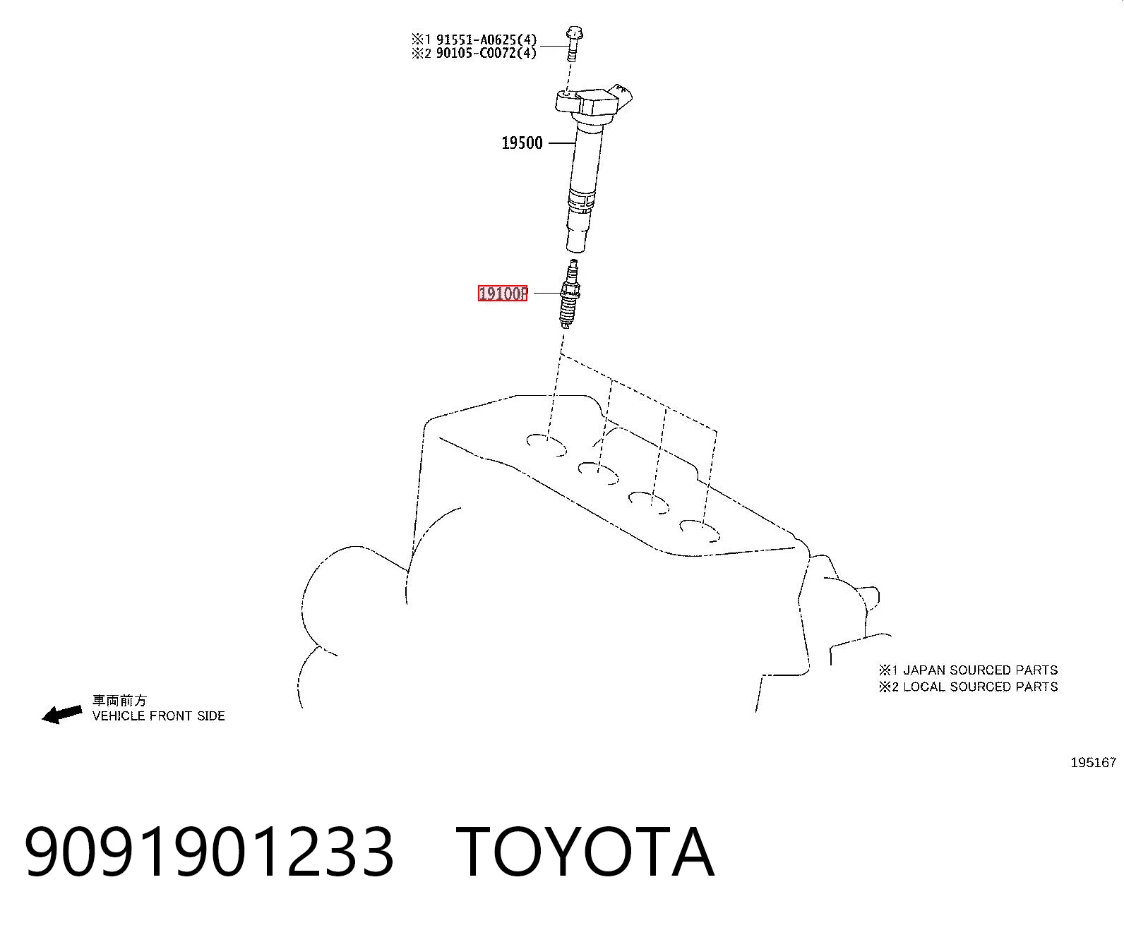 9091901233 Toyota Vela de ignição