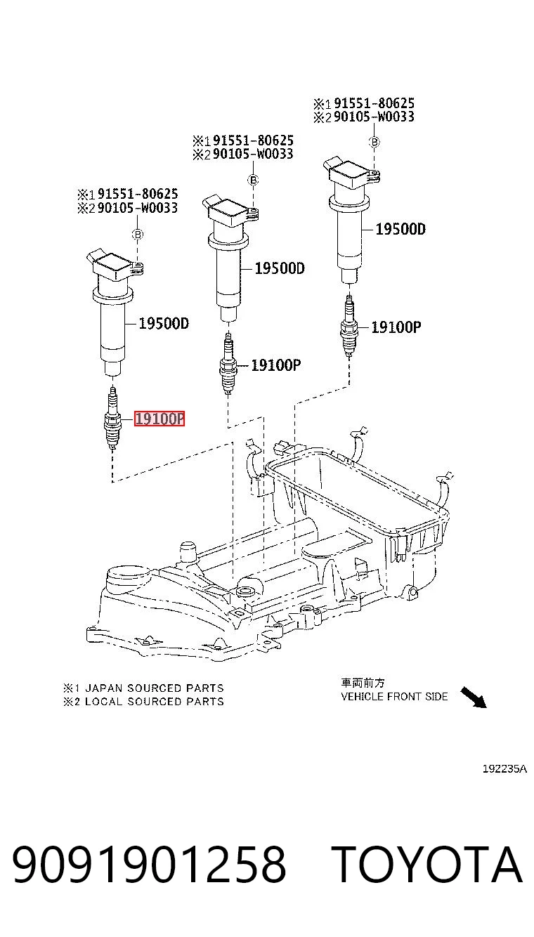 9091901258 Toyota Vela de ignição
