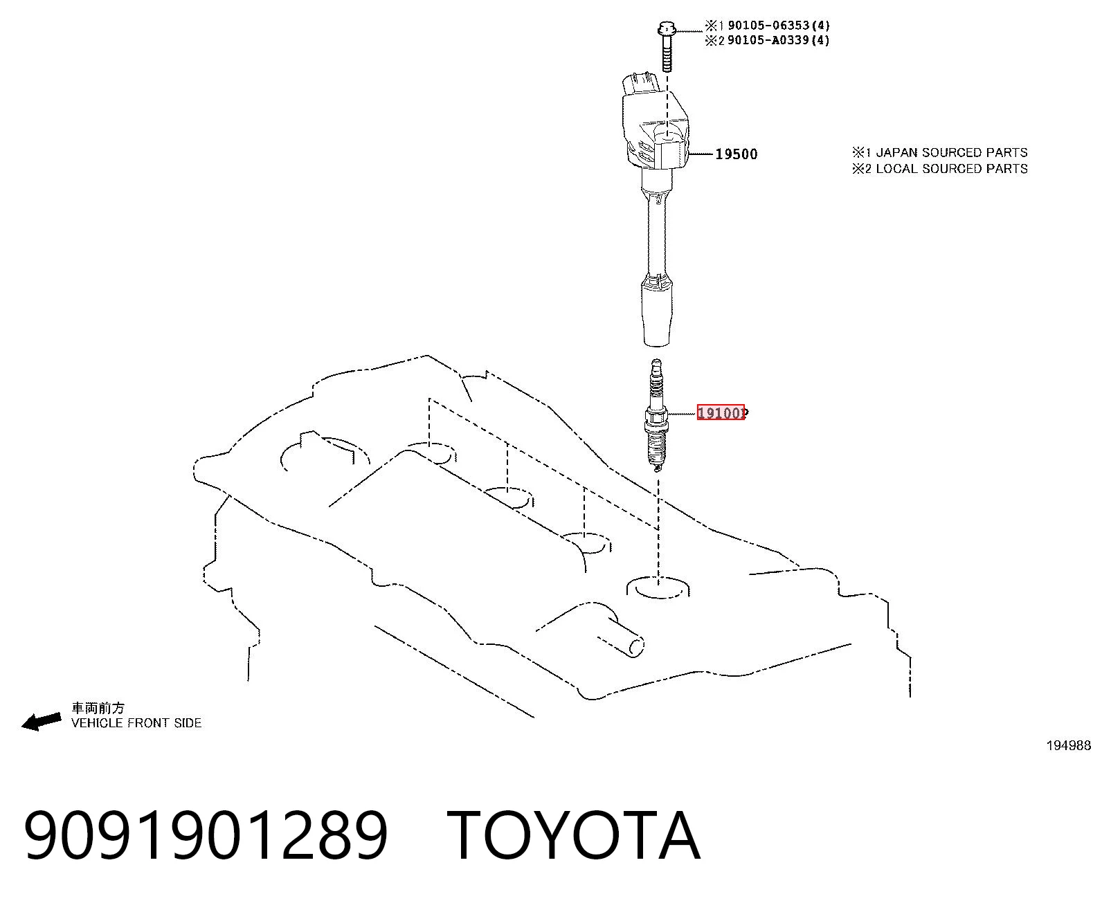 9091901289 Toyota Vela de ignição
