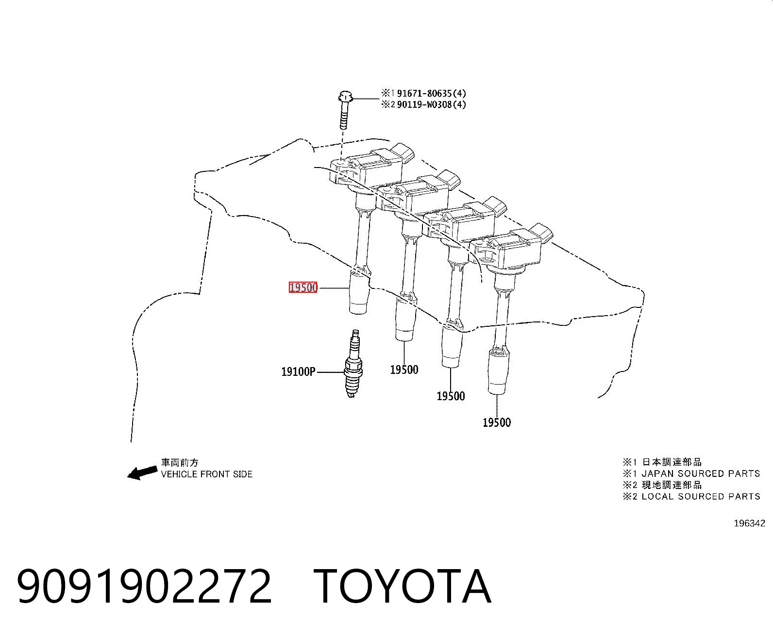 9091902272 Toyota Bobina de ignição