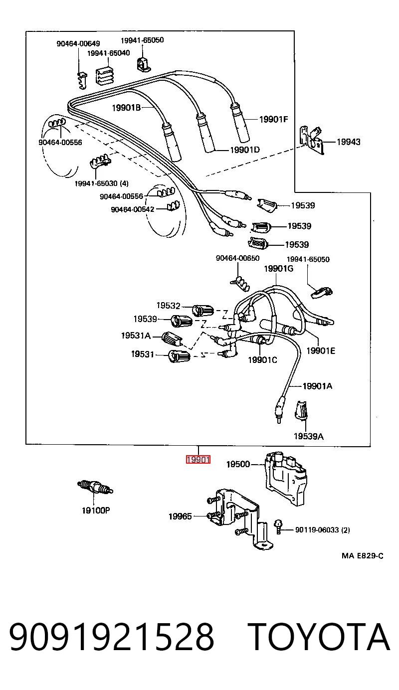  Fios de alta voltagem, kit Toyota 4 Runner SUV (N130) (1987 - 1996) 