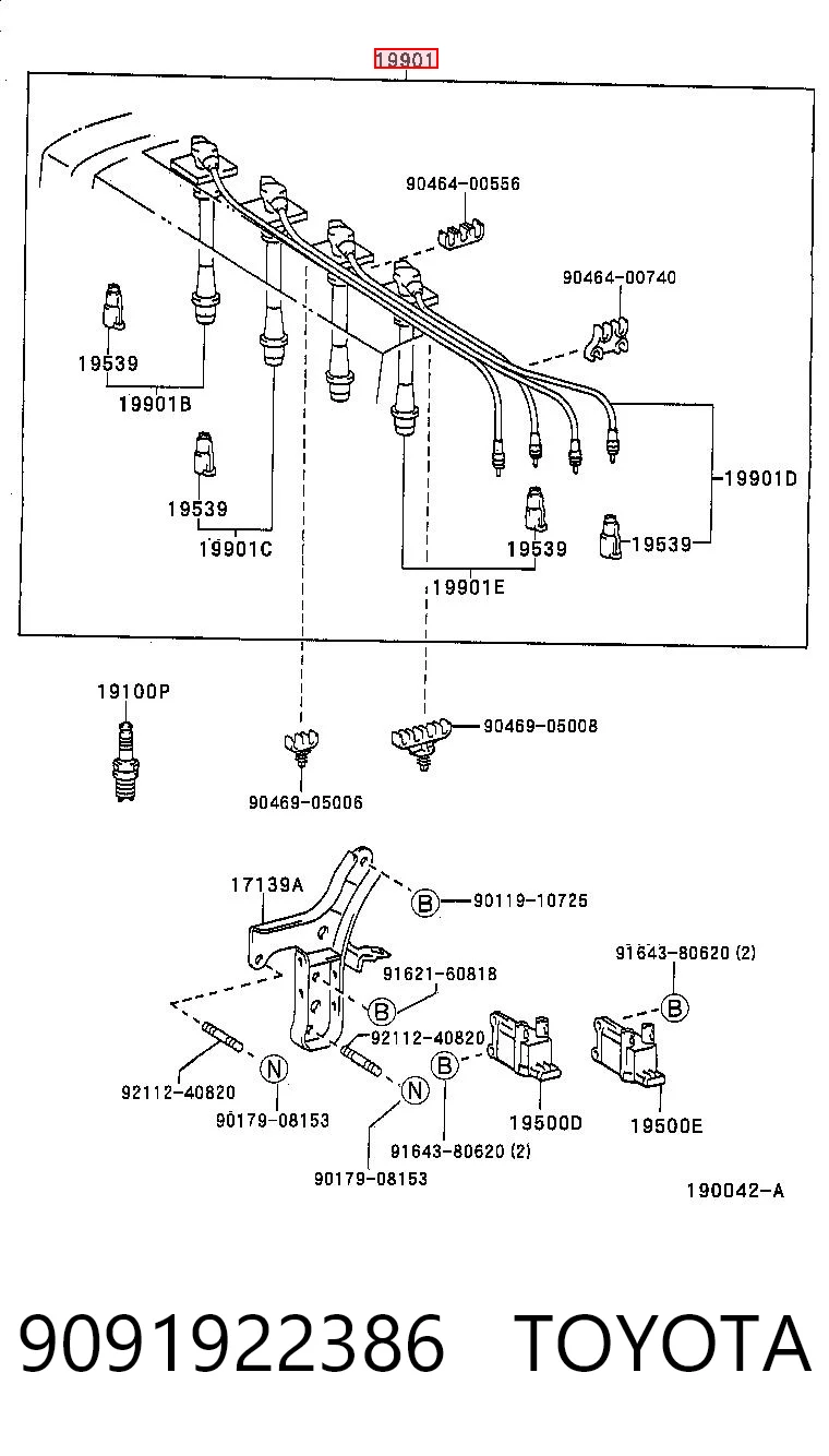 9091922386 Toyota Fios de alta voltagem, kit