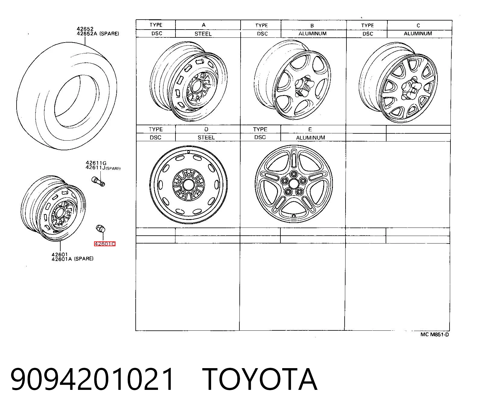 Porca de roda MB301590 Hyundai/Kia