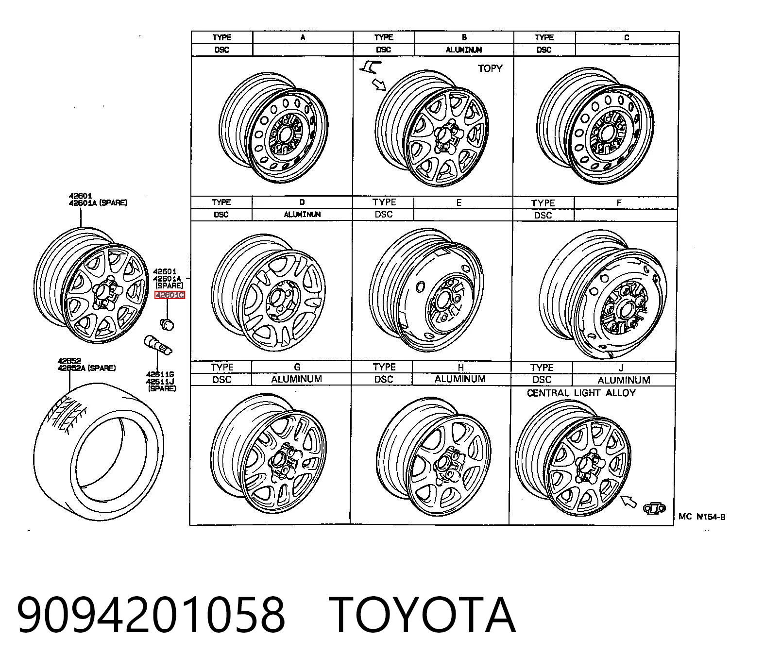  Porca de roda Toyota RAV4 I Cabrio SUV (SXA 10) (1997 - 2000) I Cabrio
