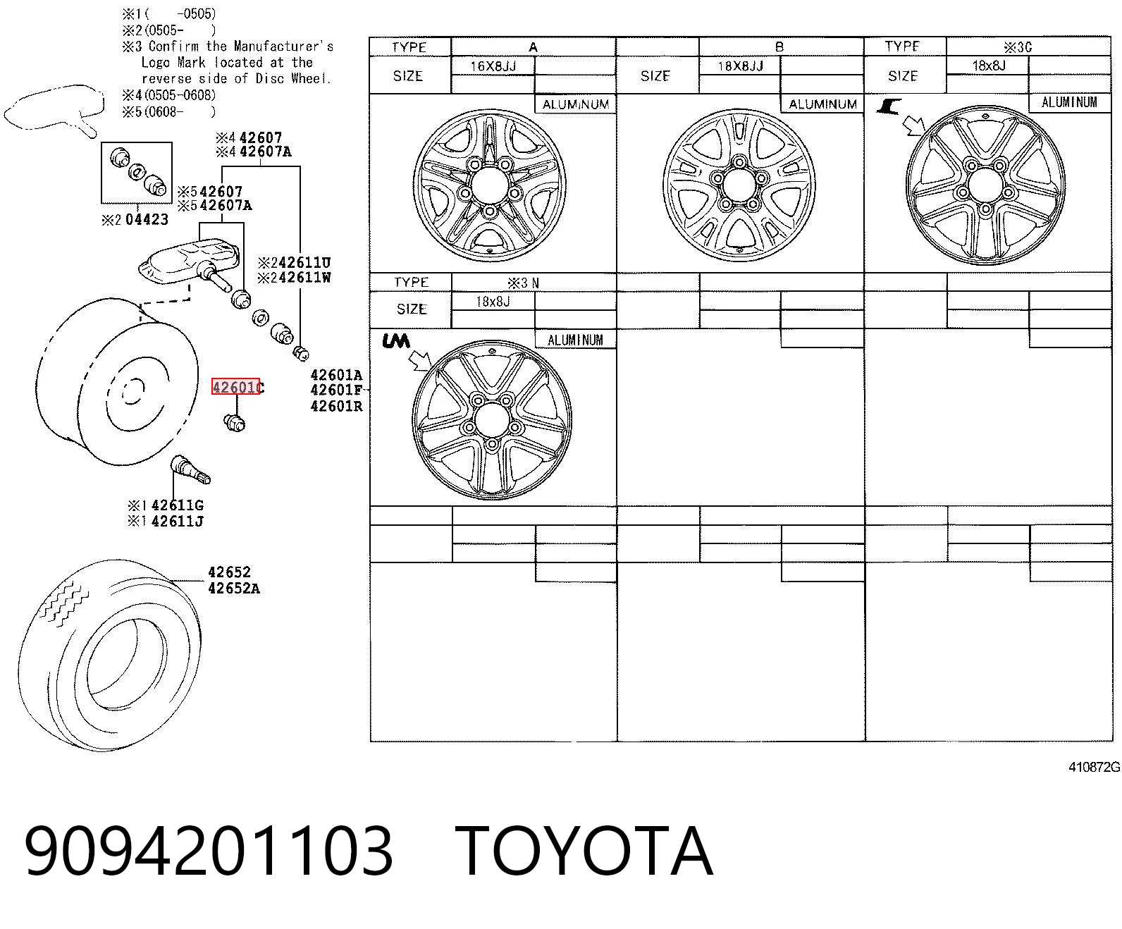  Porca de roda Toyota Land Cruiser SUV (J200) (2007 - 2021) 