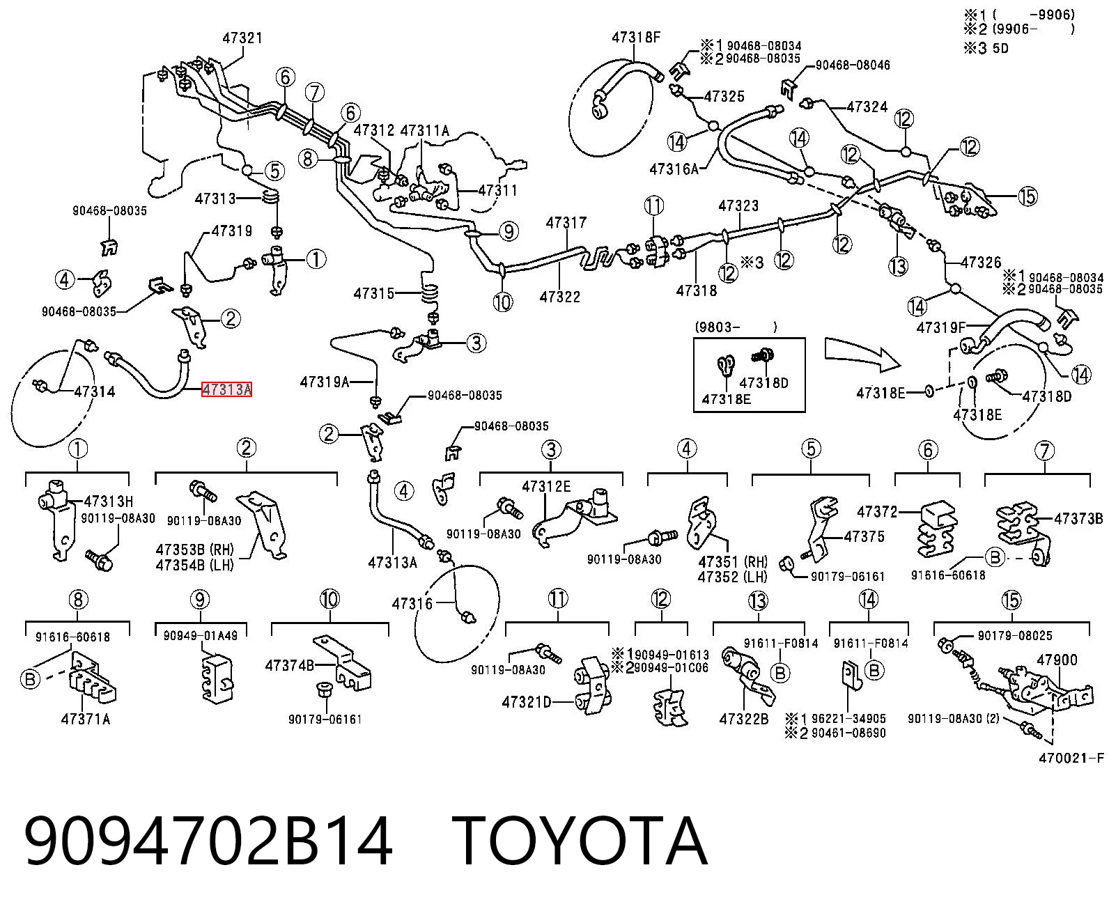 Mangueira do freio dianteira Toyota Land Cruiser 90 J9