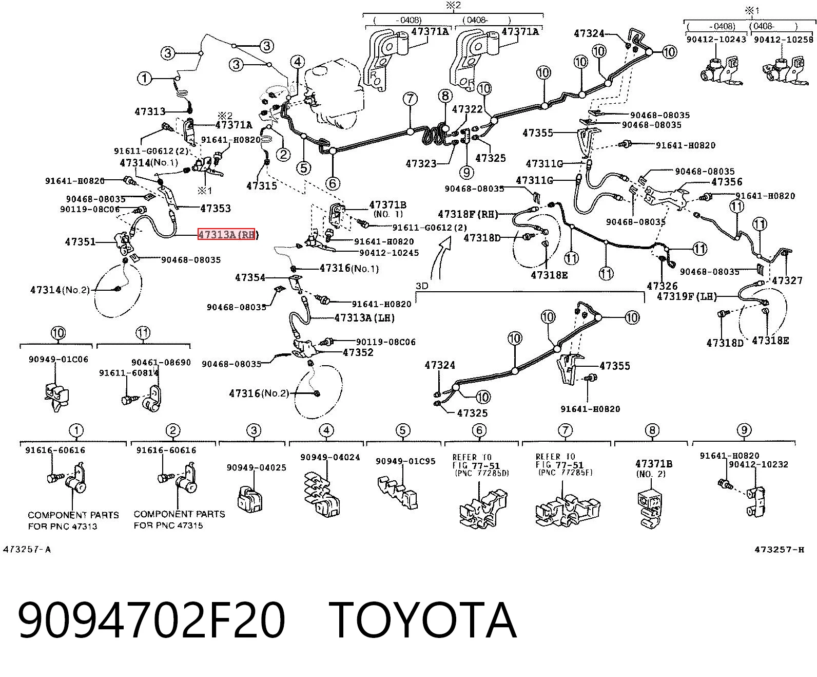 9094702F20 Toyota Mangueira do freio dianteira