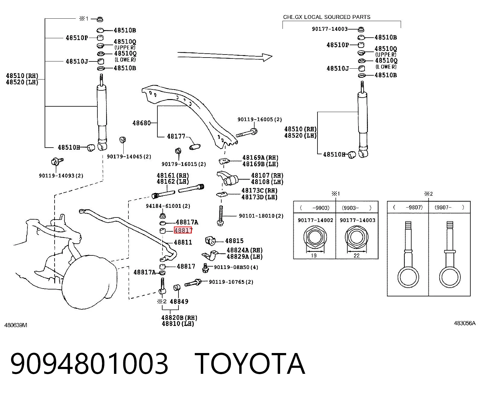 9094801003 Toyota Bucha de suporte dianteiro de estabilizador