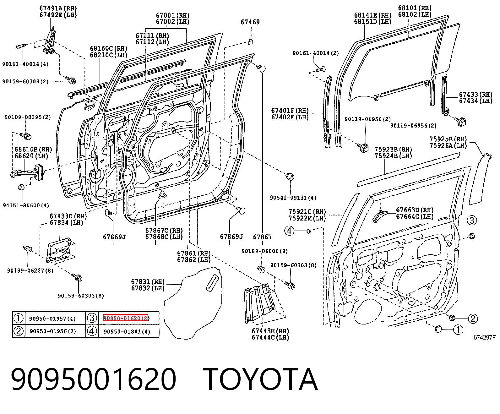 9095001620 Toyota Tampão de fundo de carroçaria