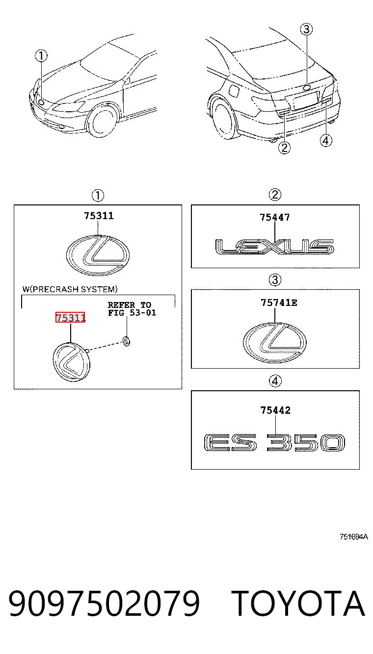 Emblema de tampa de porta-malas (emblema de firma) Lexus IS  E2 ao melhor preço