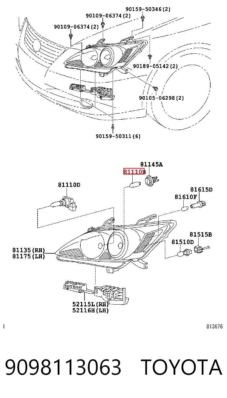 9098113063 Toyota Lâmpada halógena