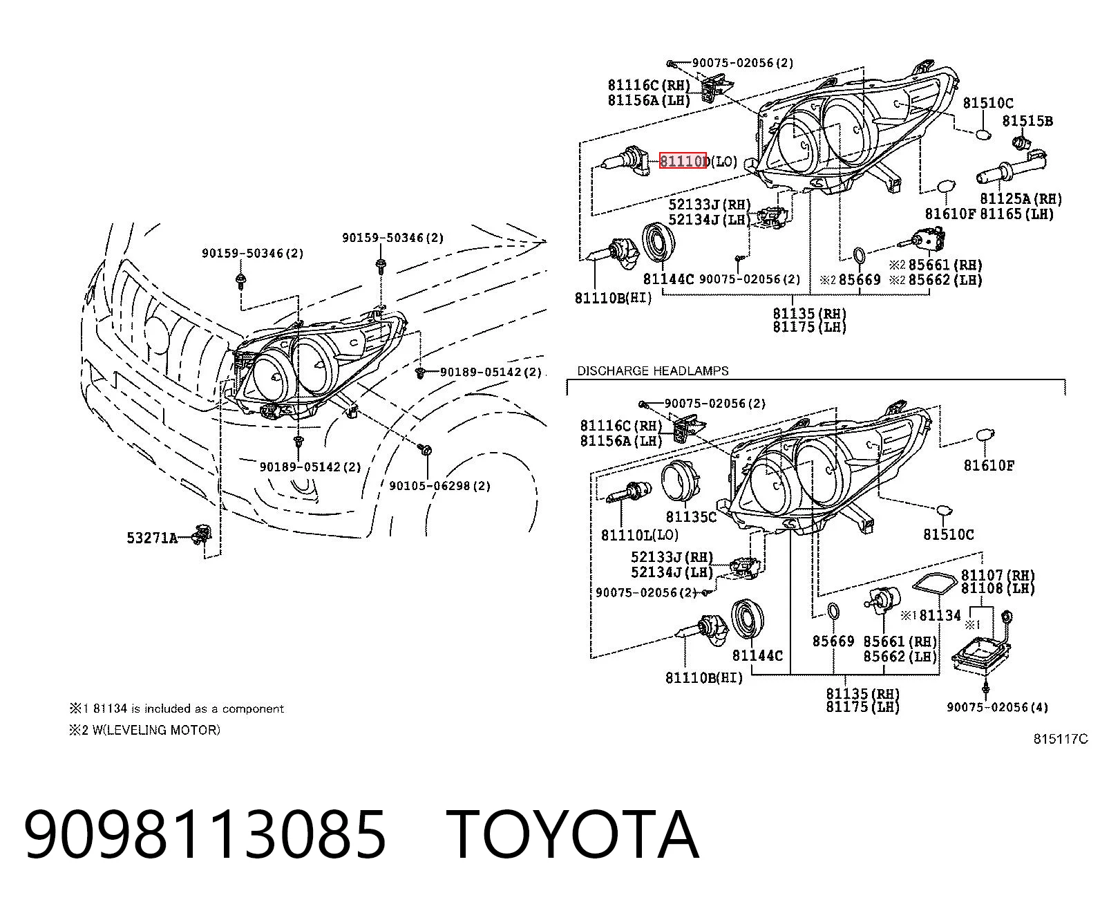 9098113085 Toyota Lâmpada