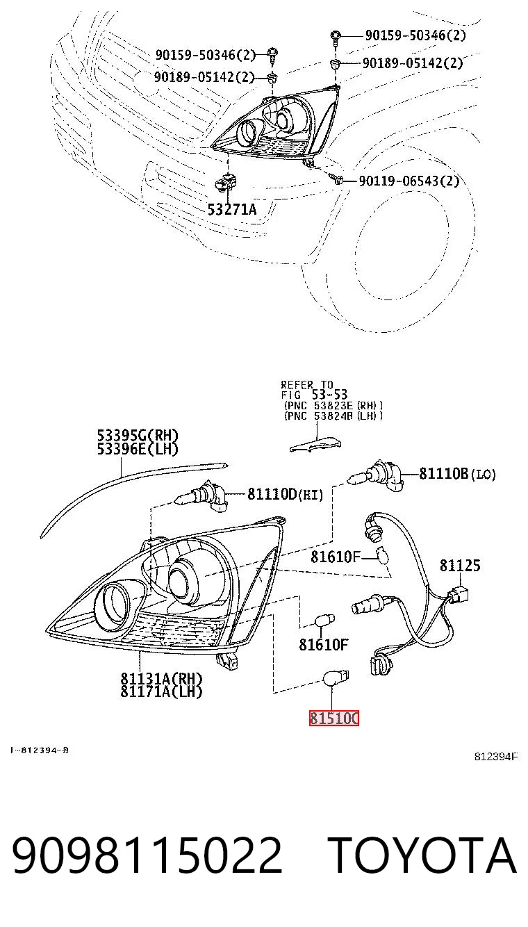 9098115022 Toyota Lâmpada