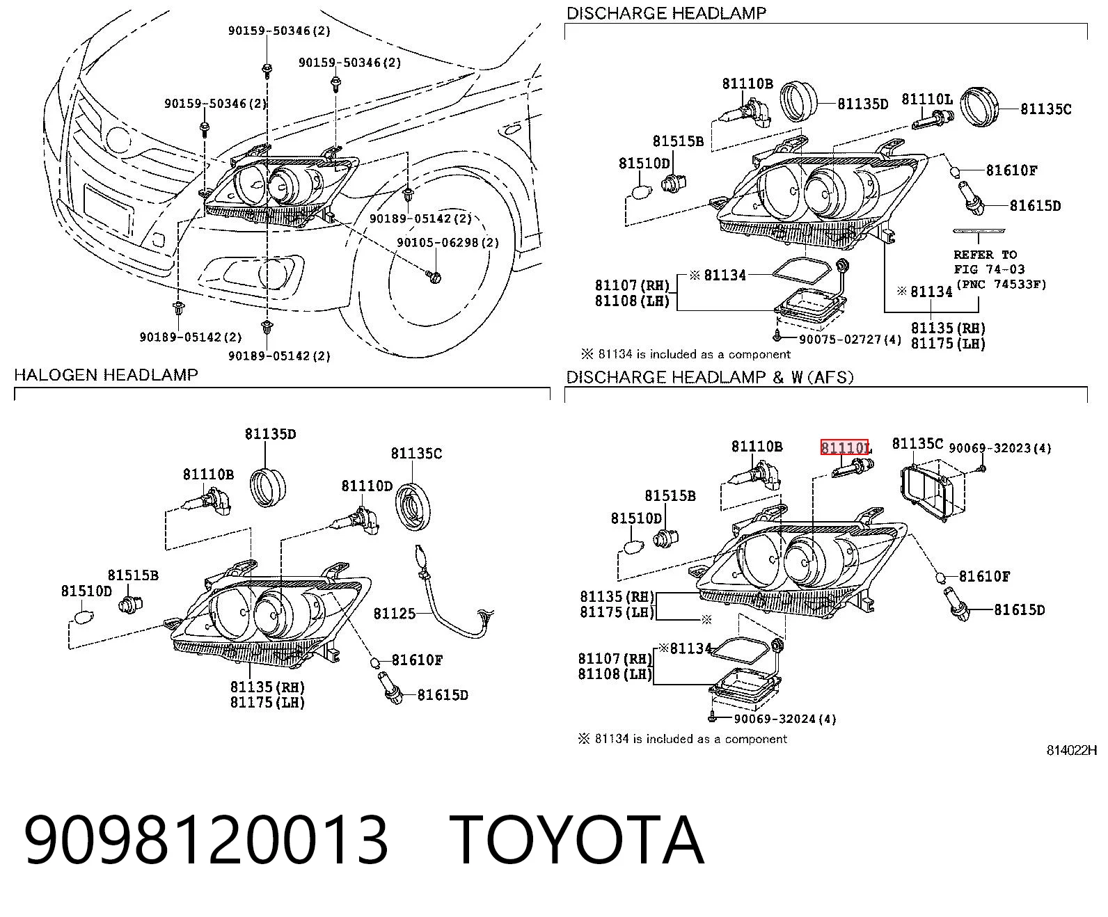 9098120013 Toyota Lâmpada de xénon