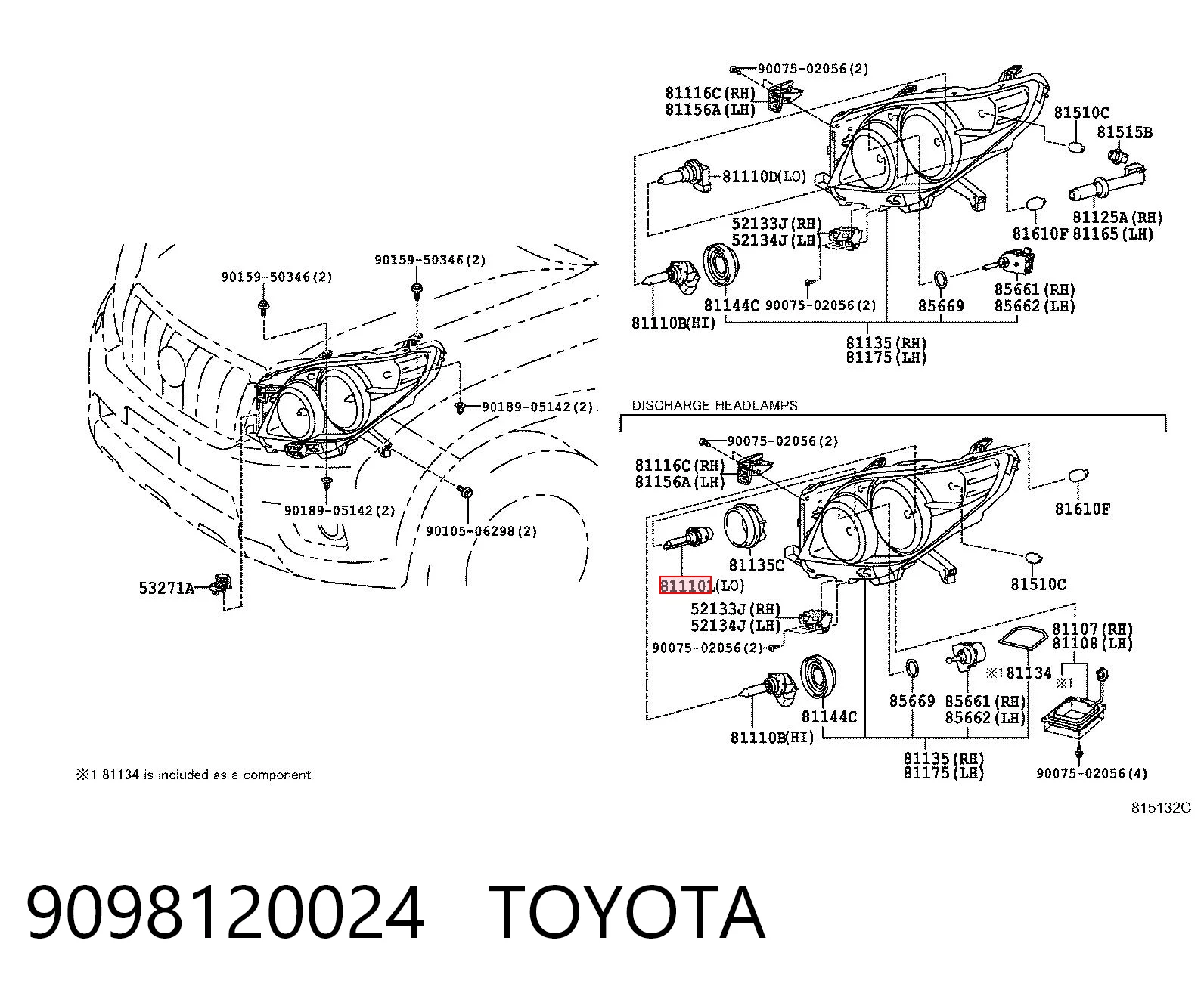 9098120024 Toyota Lâmpada de xénon