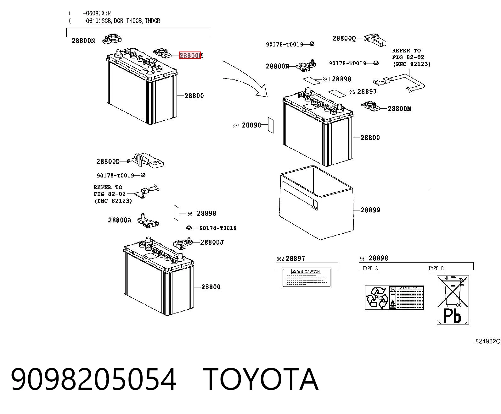 9098205054 Toyota Borne de bateria recarregável (PILHA)
