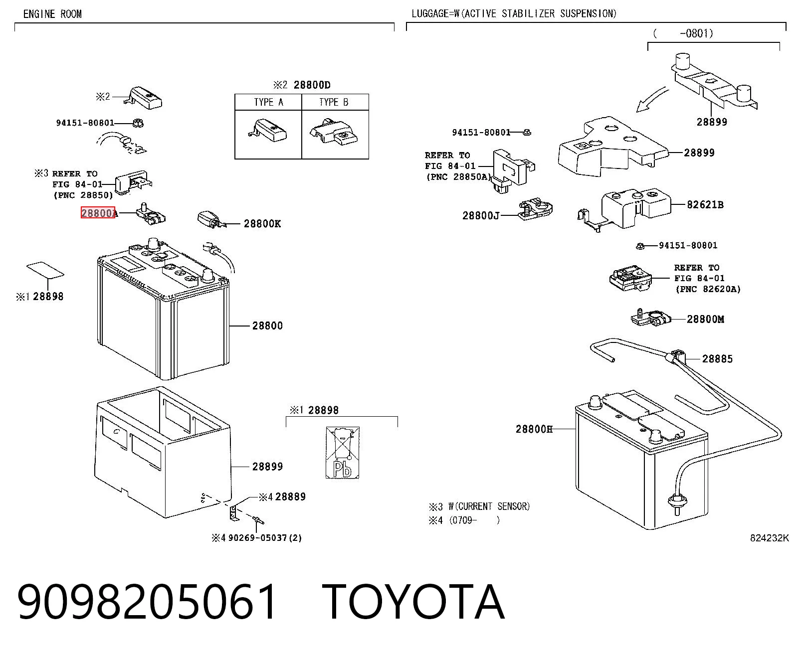 9098205061 Toyota Borne de bateria recarregável (PILHA)