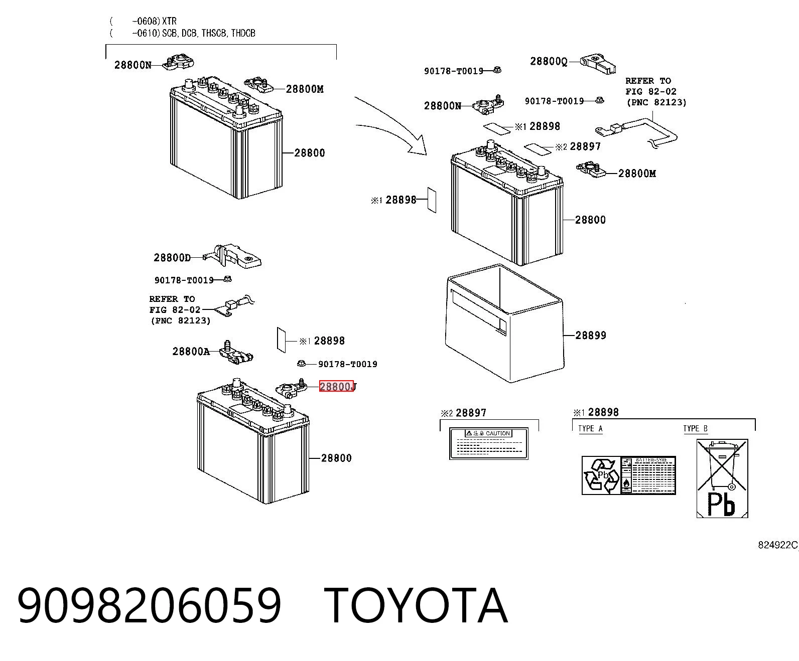 9098206059 Toyota Borne de bateria recarregável (PILHA)