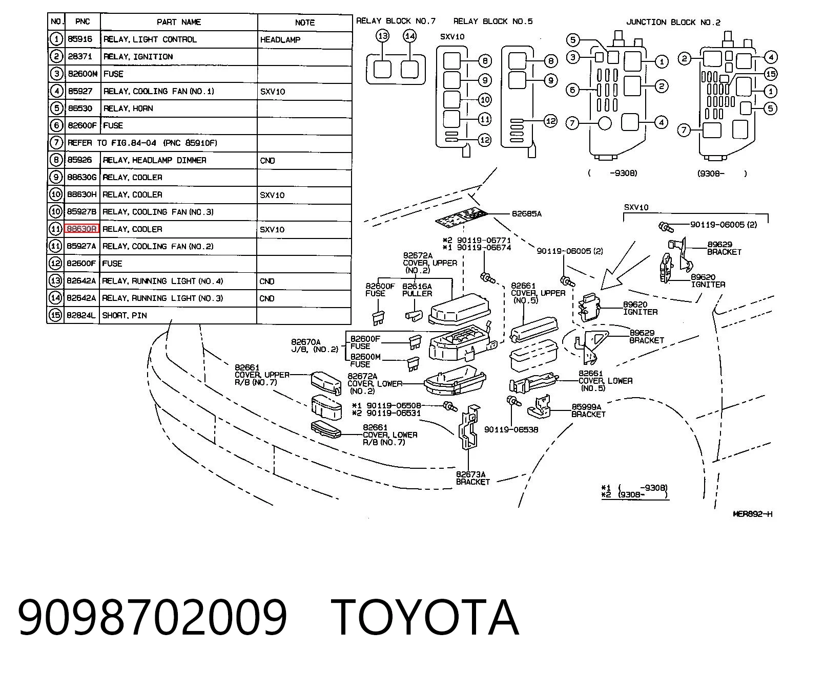 Relê de ventilador para Toyota RAV4 I Cabrio SXA 10