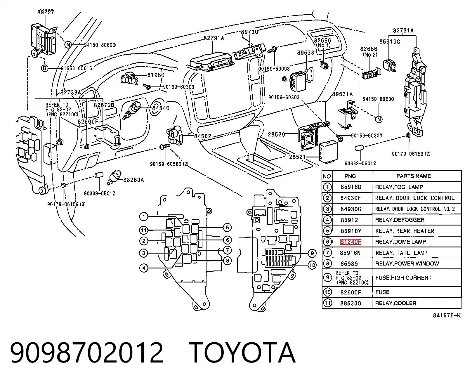 9098702012 Toyota Relê de ventilador