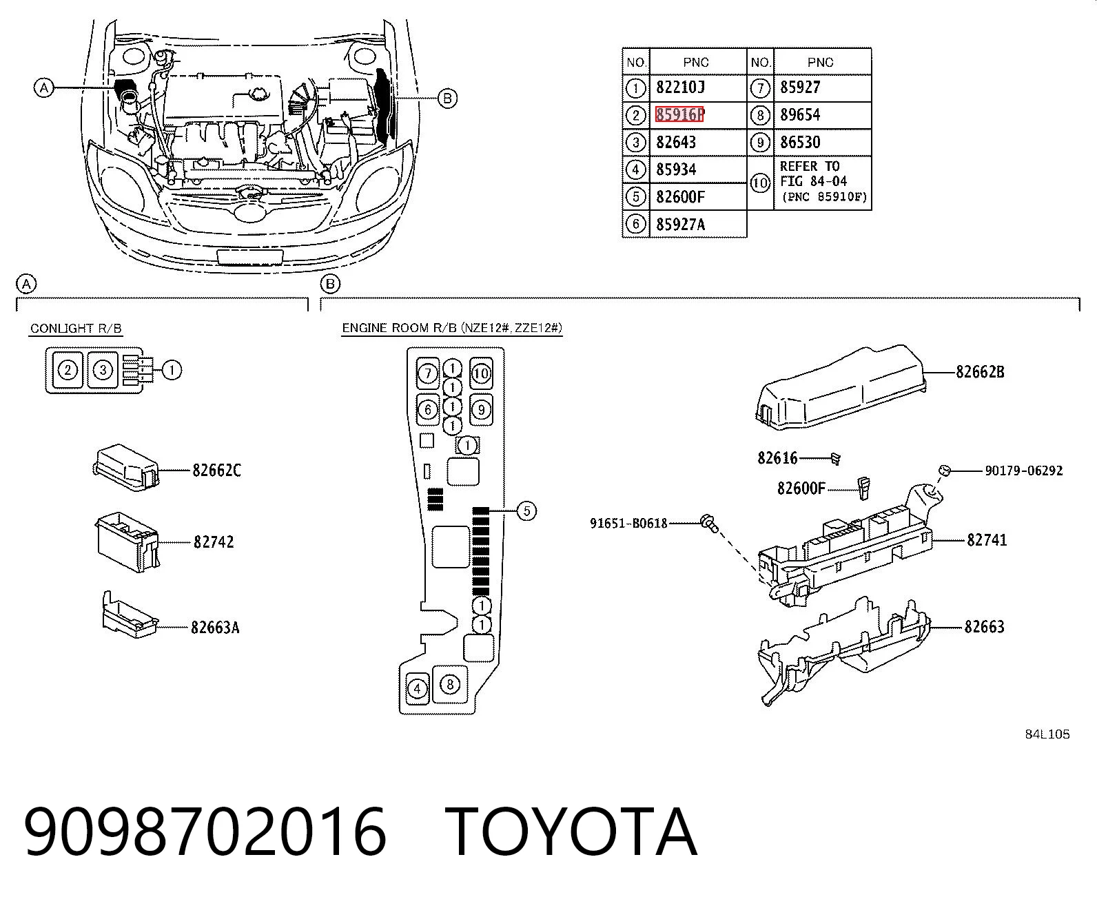 9098702016 Toyota Relê elétrico multifuncional