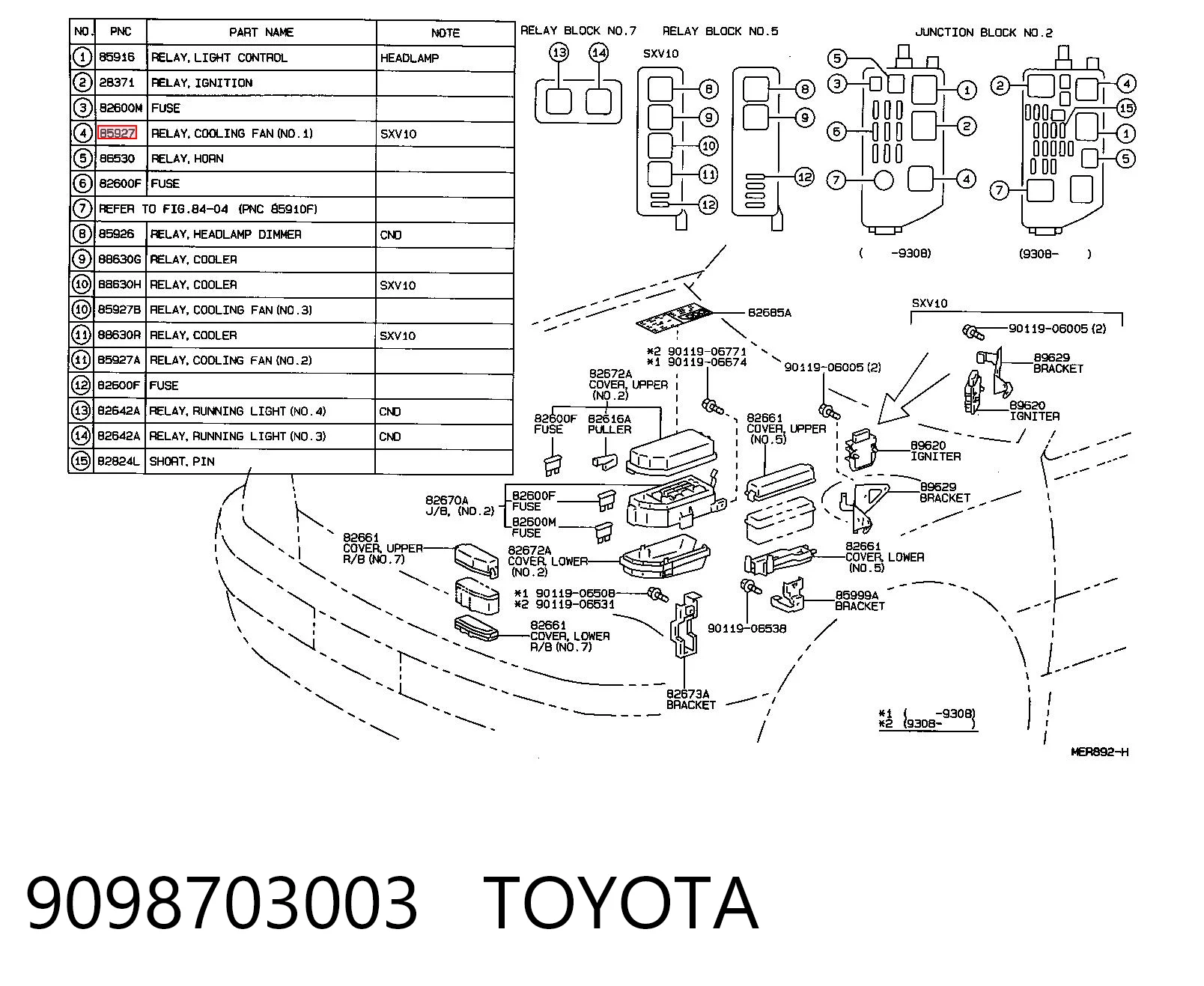 9098703003 Toyota Relê de ventilador