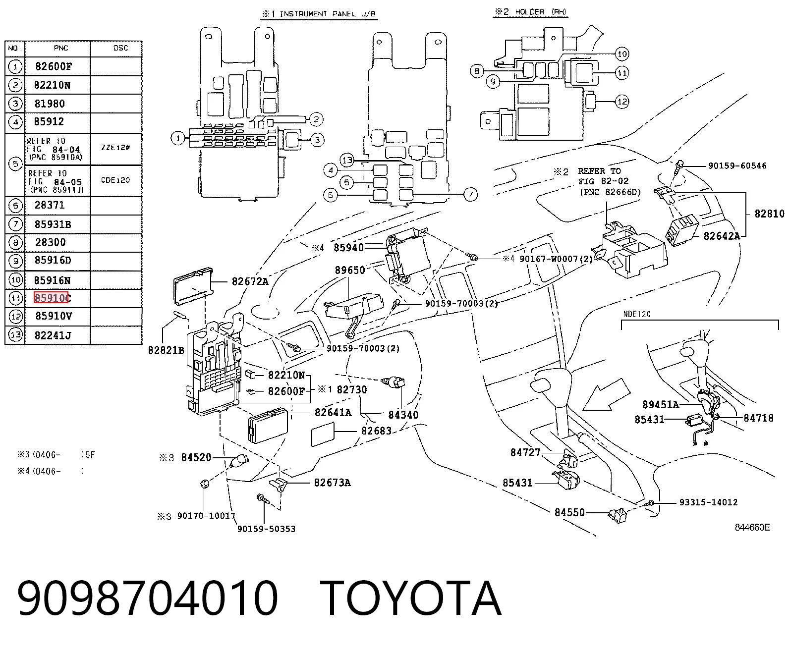 9098704010 Toyota Relê elétrico multifuncional