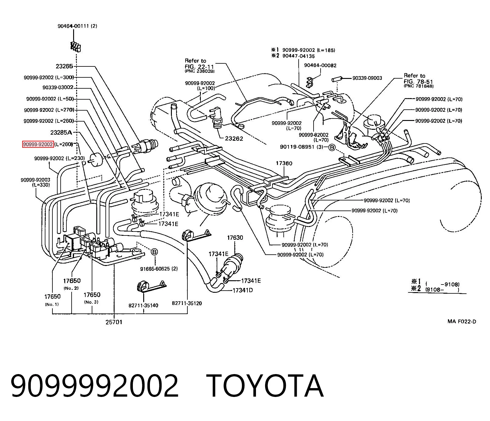 9099992002 Toyota Mangueira (cano derivado) de bomba de vácuo