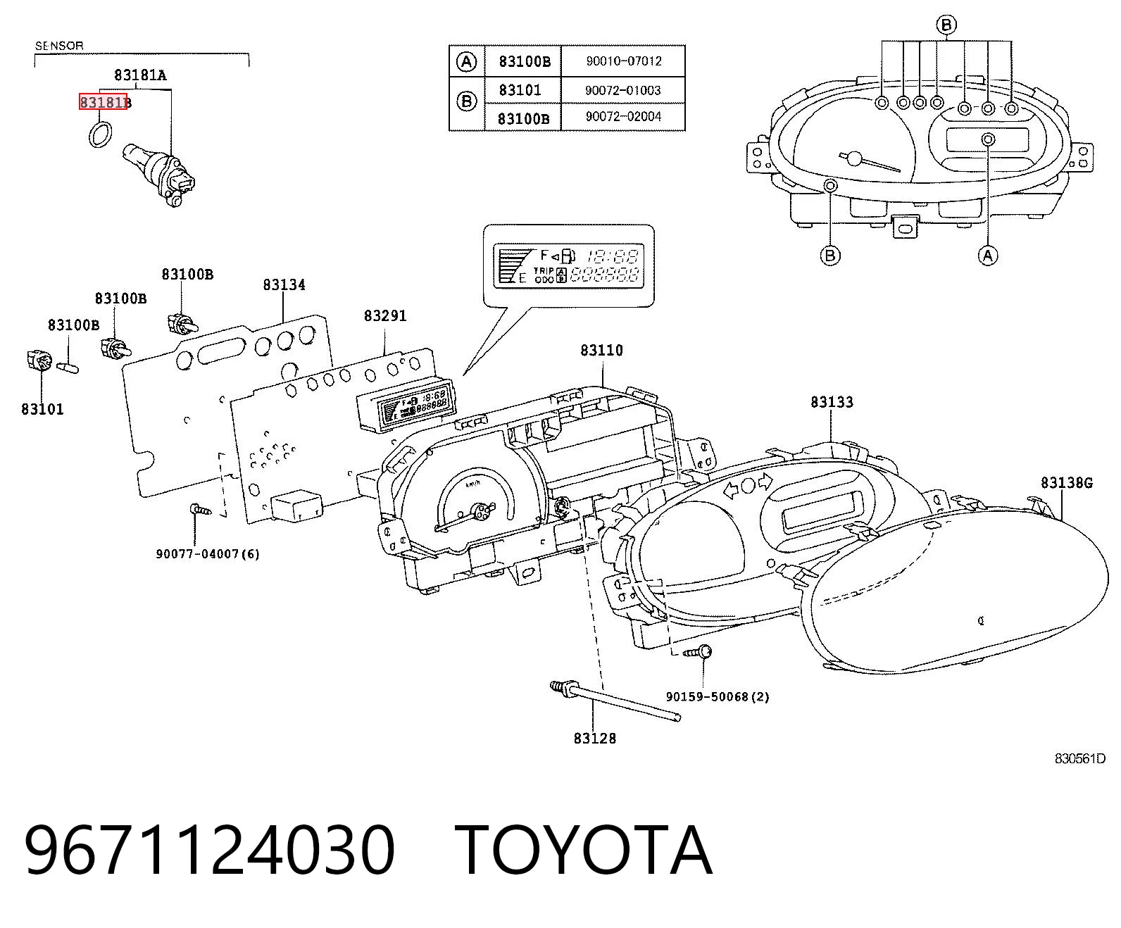 9671124030 Toyota Vedante anular de sensor de velocidade da Caixa de Mudança (de acionamento)