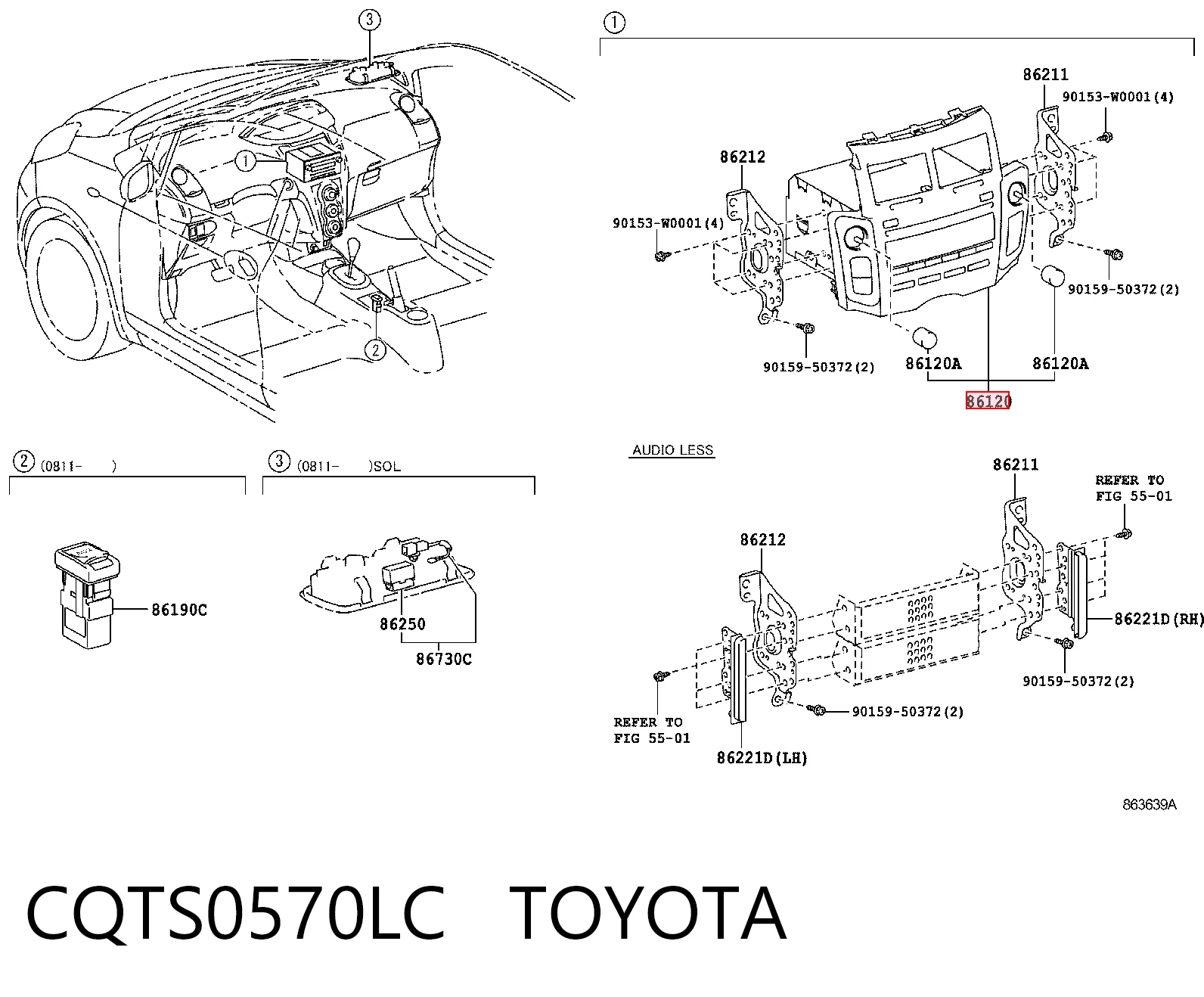 Aparelhagem de som (rádio AM/FM) para Toyota Yaris  SP90