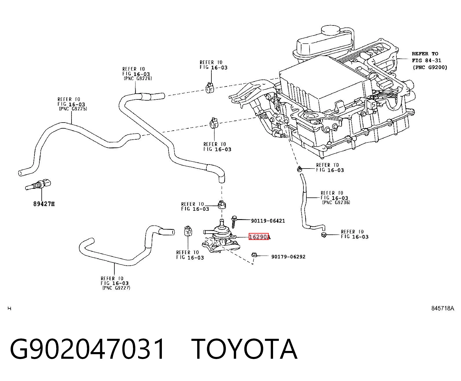G902047031 Toyota Bomba de esfriamento do inversor