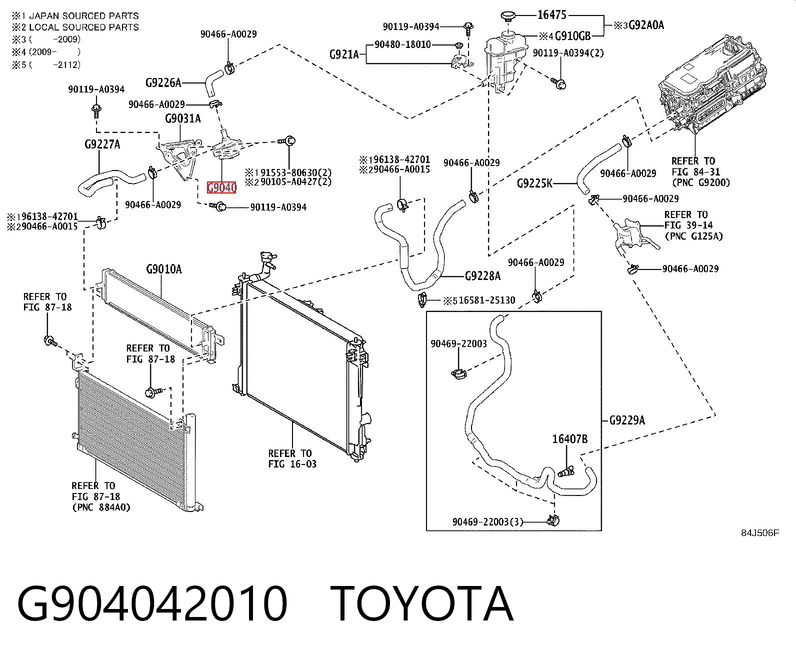 G904042010 Toyota Bomba de água (bomba) de esfriamento, adicional elétrica