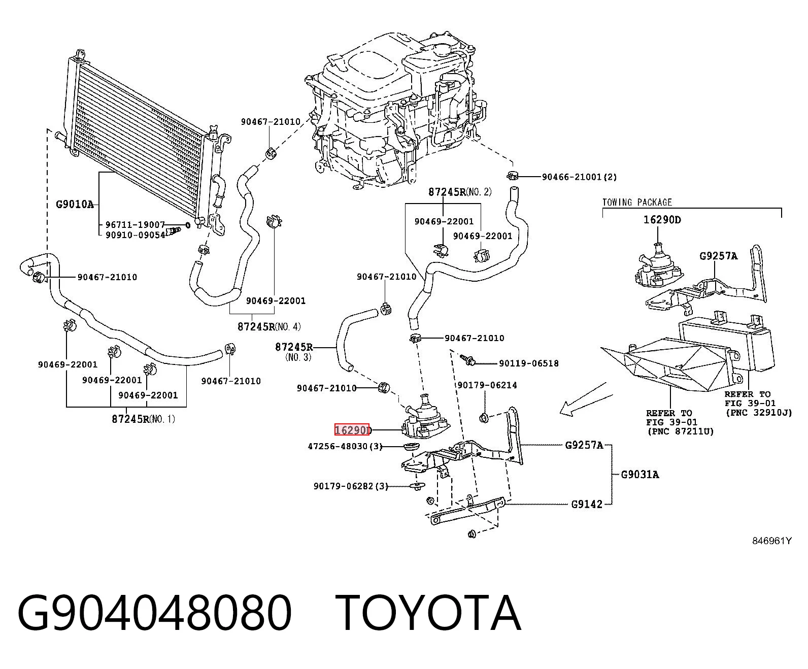 G904048080 Toyota Bomba de água (bomba) de esfriamento, adicional elétrica